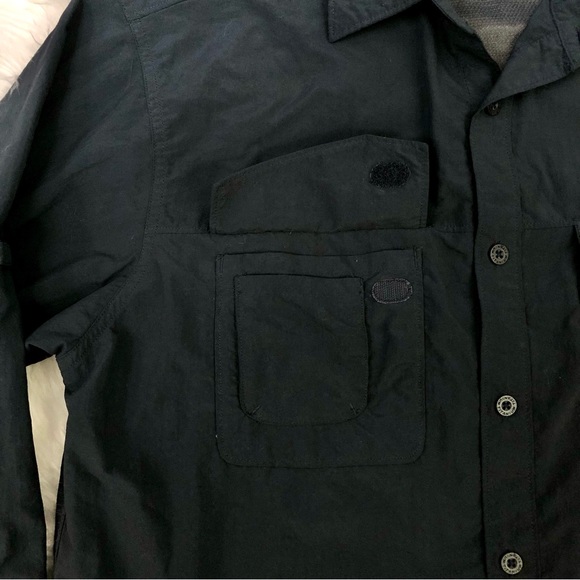Columbia Titanium Dark Blue Long Sleeve Shirt Vented Back Nylon Button Down - Picture 3 of 13